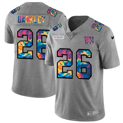 New York Giants #26 Saquon Barkley Men's Nike Multi-Color 2020 NFL Crucial Catch NFL Jersey Greyheather Men's